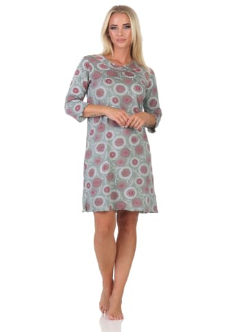 NORMANN Normann Damen Nachthemd fraulich in floralem Design - 88175 in hellgrau