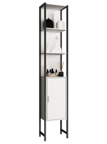 VCM  Holz Metall Badmöbel Badschrank Hochschrank Edino in Weiß
