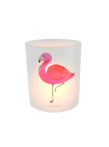 Mr. & Mrs. Panda Glas Kerzenhalter Flamingo Classic ohne Spruch in Transparent