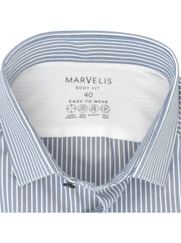 MARVELIS Body Fit Easy To Wear Hemd in Dunkelblau/Weiß