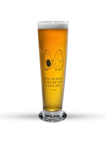 Mr. & Mrs. Panda Bierglas Avocado Pärchen mit Spruch in Transparent