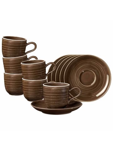 Seltmann Weiden 6er Set Espressotassen mit Untertassen Terra 0,09 l in Erdbraun