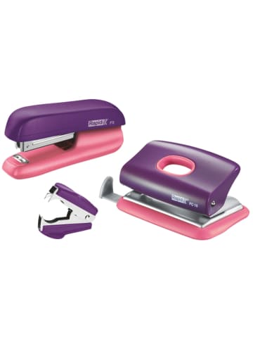 Leitz Schreibtisch-Set Heftgerät F5, Locher FC10, Enthefter C2 violett/apricot