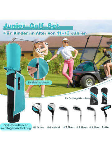 COSTWAY Golfschläger 6 tlg. Set 11-13 Jahren in Blau