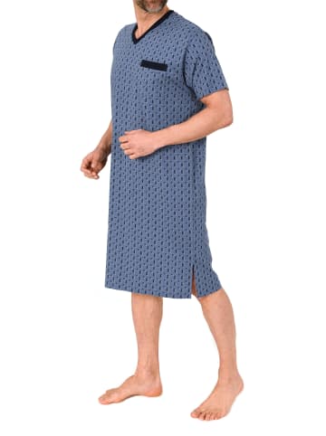 NORMANN Kurzarm Nachthemd Übergröße in blau