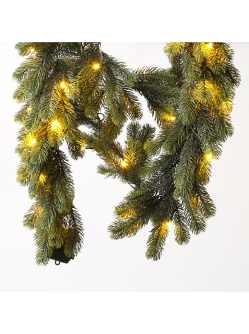 MARELIDA LED Tannengirlande Weihnachtsgirlande beleuchtet mit Timer L: 1,8m in grün