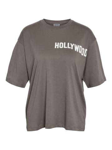 Noisy may Hollywood Schriftzug T-Shirt mit Rückenprint in Braun