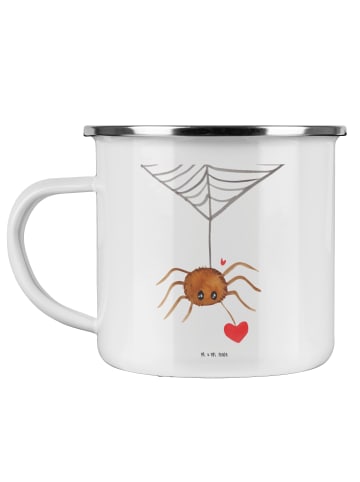 Mr. & Mrs. Panda Camping Emaille Tasse Spinne Agathe Liebe ohne ... in Weiß