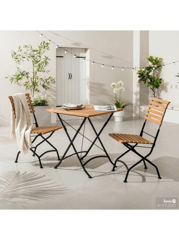 home24 Gartenessgruppe Tuscany I (3-tlg.) in Akazie Schwarz