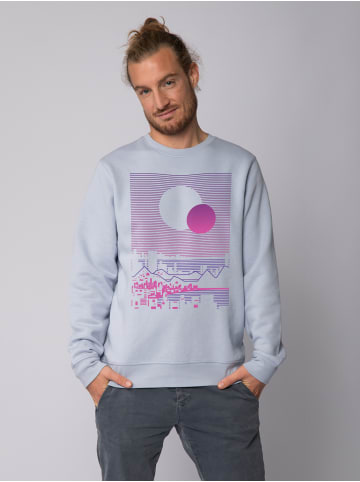 wat? Apparel Sweatshirt Sun and Moon Skyline in Serene Blue