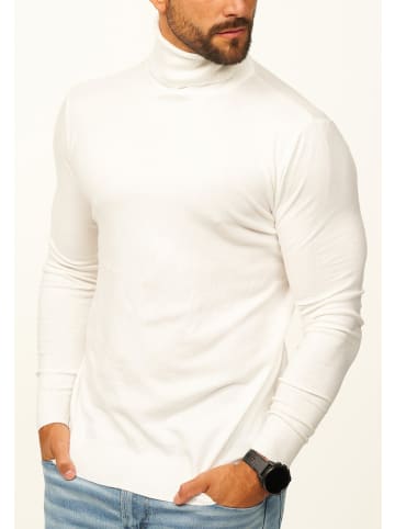 DAILY COTTON Rollkragenpullover - als Feinstrick Pulli in Slim Fit für Herren in Weiß