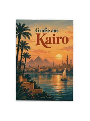 Postkarte Kairo zeitlos Design mit Spruch in Weiß