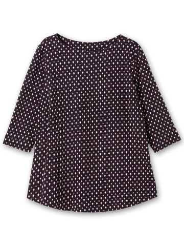 sheego 3/4-Arm-Shirt in tiefblau-gemustert