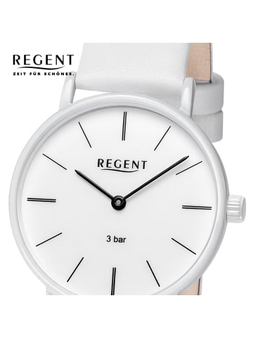 Regent Analog-Armbanduhr Regent Lederarmband weiß mittel (ca. 32mm)
