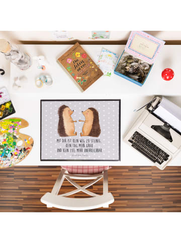 Mr. & Mrs. Panda Tischschutzmatte Igel Liebe mit Spruch in Grau Pastell