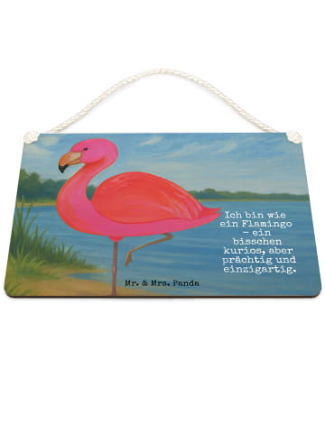 Mr. & Mrs. Panda Schild Flamingo Classic Design mit Spruch in Weiß