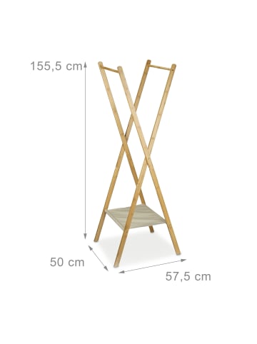 relaxdays Kleiderständer in Natur - (B)50 x (H)155,5 x (T)57,5 cm