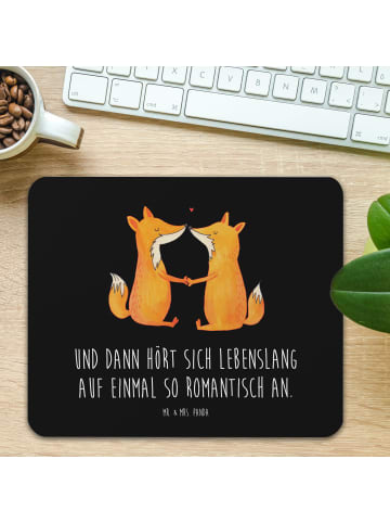 Mr. & Mrs. Panda Mousepad Füchse Liebe mit Spruch in Schwarz