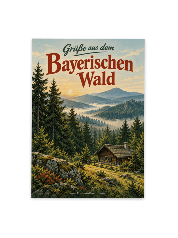 Postkarte Landschaft nostalgisch Design mit Spruch in Weiß