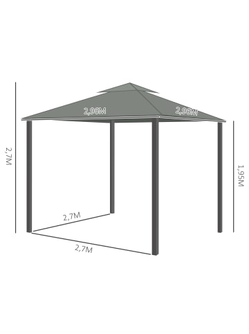 Outsunny Pavillon 296L x 296B x 265H cm Dunkelgrau