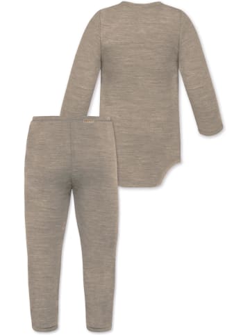 Normani Outdoor Sports Baby Merino Langarm Wickelbody und Hose in Beige