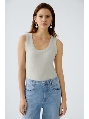 Oui Viskose Tank Top mit Glanzgarn in Light Stone