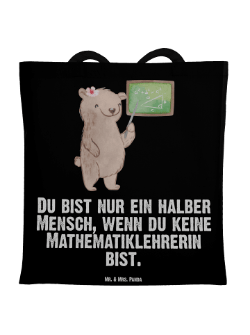 Mr. & Mrs. Panda Tragetasche Mathematiklehrerin Herz mit Spruch in Schwarz