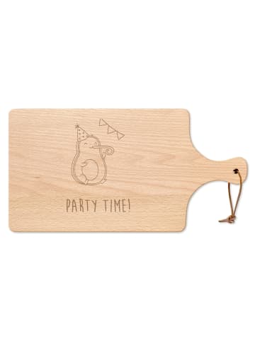 Mr. & Mrs. Panda Schneidebrett Avocado Party Zeit mit Spruch in Transparent