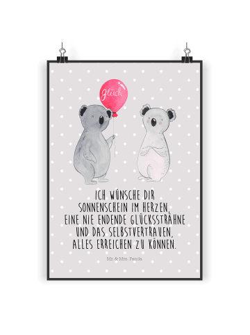 Mr. & Mrs. Panda Bild Koala Luftballon mit Spruch in Grau Pastell