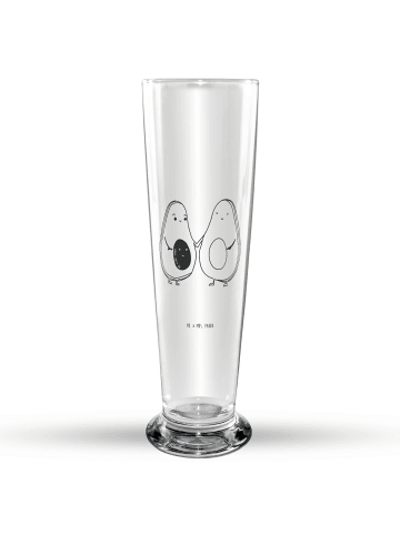 Mr. & Mrs. Panda Graviertes Bierglas Avocado Pärchen ohne Spruch in Transparent