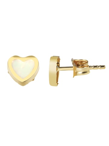 Adeliás Damen Ohrringe – Ohrstecker aus 333 Gold mit Perlmutt in gold