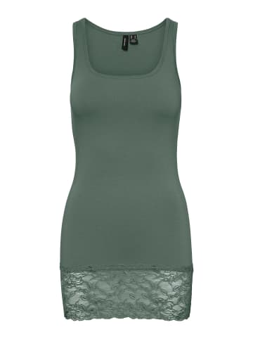 Vero Moda Ärmelloses Top mit Spitzenabschluss am Saum in Grün-2