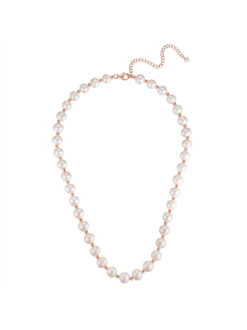 Valero Pearls Kette Sterling Silber roségold Süßwasser-Zuchtperle weiß in weiß