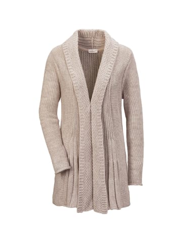 GOLDNER Kurzgröße:  Supersofte ausgestellte Strickjacke in sand / melange