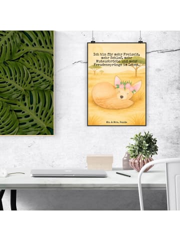 Mr. & Mrs. Panda Poster Wüstenfuchs Blumen Design mit Spruch in Weiß
