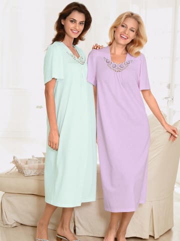Ascafa Kurzarm-Nachthemden in flieder + mint