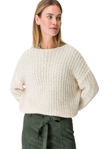 Zero  Grobstrickpullover mit U-Boot Ausschnitt in Bright Cream Melange