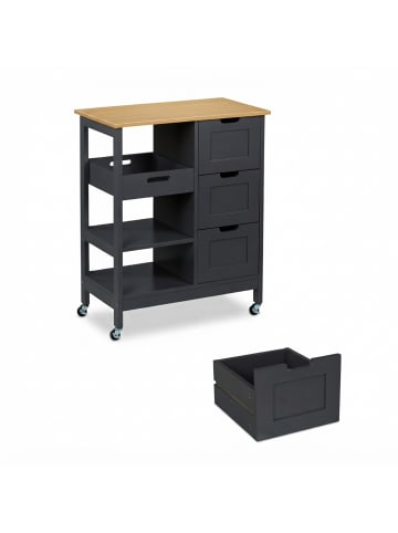 relaxdays Küchenwagen in Grau/ Natur - (B)68,5 x (H)85 x (T)38,5 cm