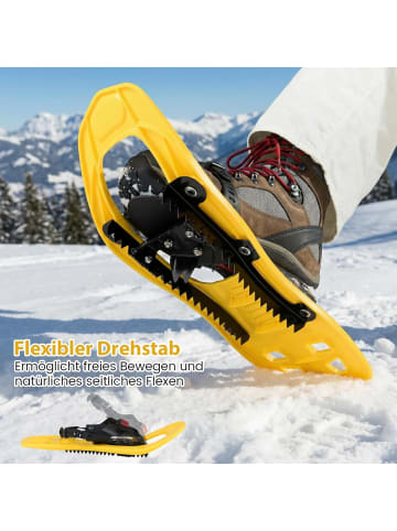 COSTWAY Schneeschuhe Kinder mit Steighilfe Schuhgröße 26-38 in Gelb