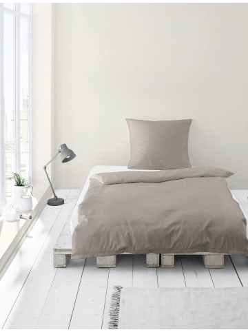 JACK Feinbiber Uni Bettwäsche in Steingrau/Mocca