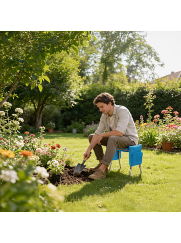 relaxdays Kniebank in Hellblau - (B)60 x (H)50 x (T)27,5 cm