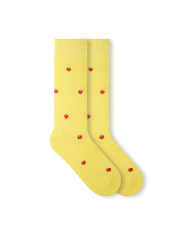 von Jungfeld Motivsocken FRUITY ICONS in Strawberry - Bright Yellow
