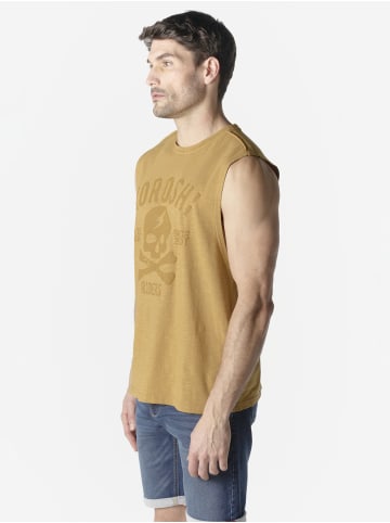 KOROSHI Herren t-shirt boxen baumwolle druck in gold