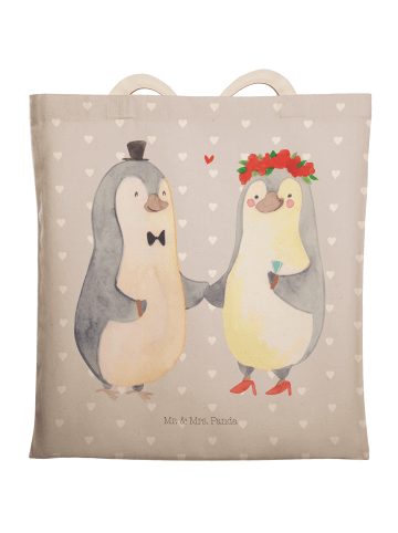 Mr. & Mrs. Panda Einkaufstasche Pinguin Heirat ohne Spruch in Grau Pastell