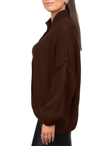 Reichstadt Damen Relaxed Fit Strickjacke Oversized-Look in Brown
