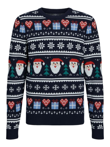 JACK & JONES Junior Strickpullover 'Festive' in dunkelblau