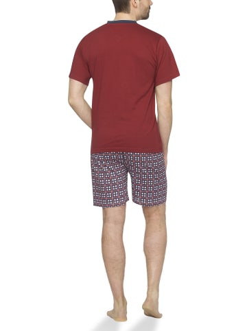 Moonline Pyjama mit karierter Hose in bordeaux/blau