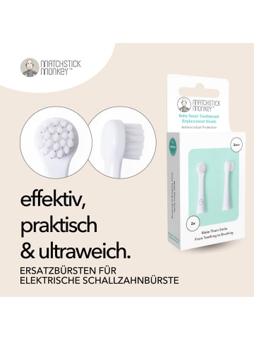 MATCHSTICK MONKEY Zahnbürsten Ersatzköpfe (2 Stück) für elektrische Zahnbürste