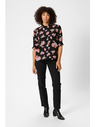 Kaffe Kurzarm-Bluse KAvelana Regular fit in Black Large Flower Print