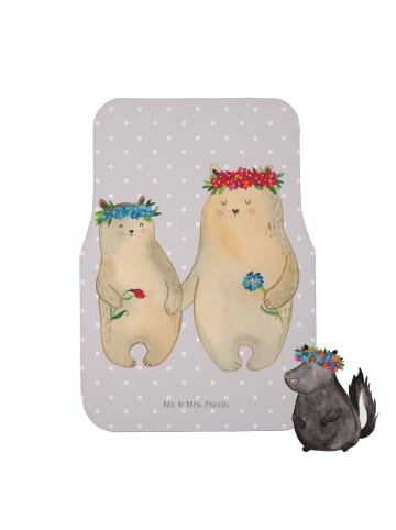 Mr. & Mrs. Panda Fußmatte Fürs Auto Bären mit Blumenkranz ohne S... in Grau Pastell